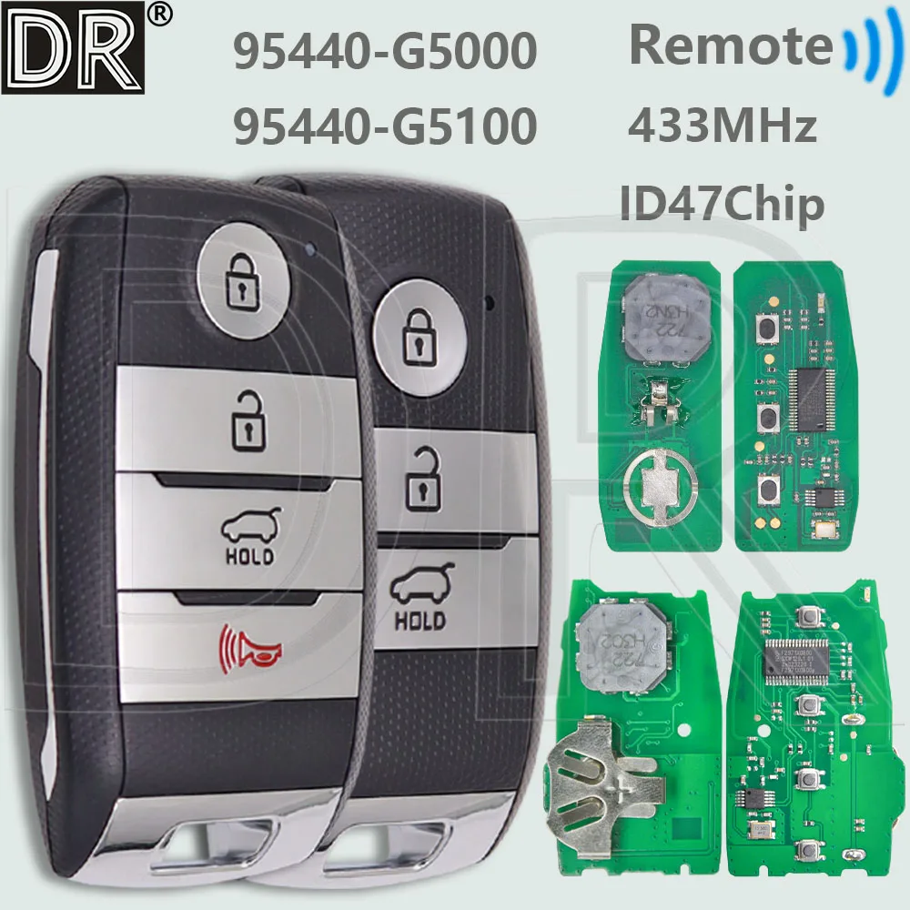 

DR TQ8-FOB-4F08 95440-G5000 95440-G5100 ID47 433 МГц Автомобильный дистанционный ключ для KIA Touring LX EX S Hybrid Touring Niro 2017 2018 2019