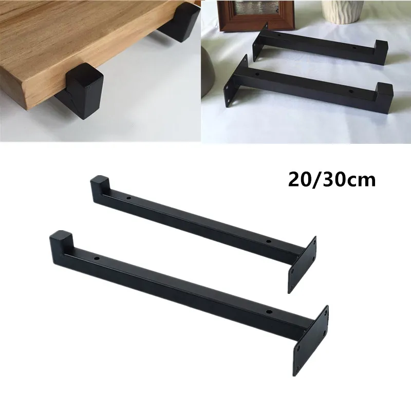 20/30CM Black Wall Mounted Single Layer Board Wrought Iron Bracket Metal Wooden Partition Board Support Furniture Shelf Brackets