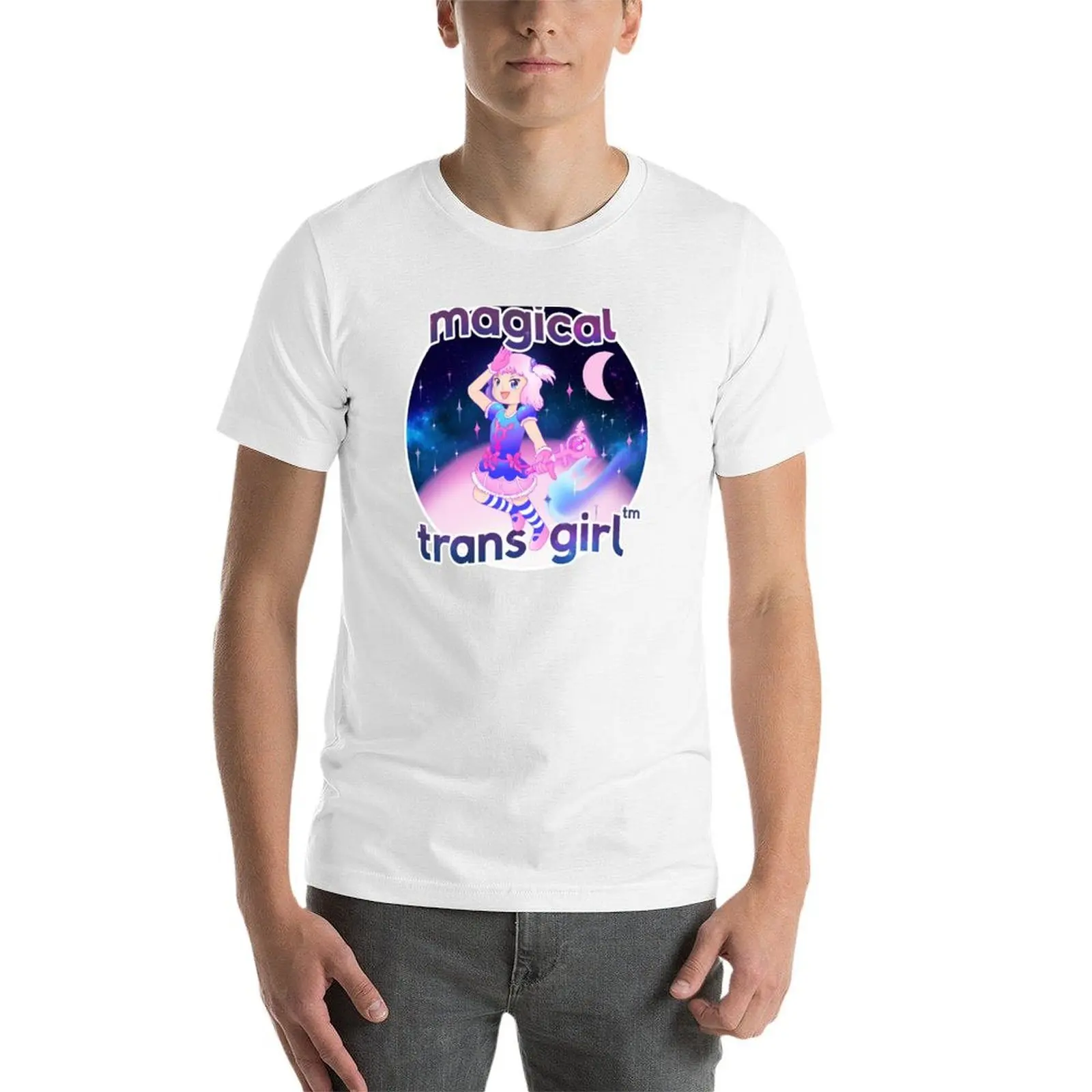 تي شيرت Magical Trans Girl - Trans Pride Kawaii Magic Girl تي شيرت رجل عادي تي شيرت رجل تي شيرت غير رسمي
