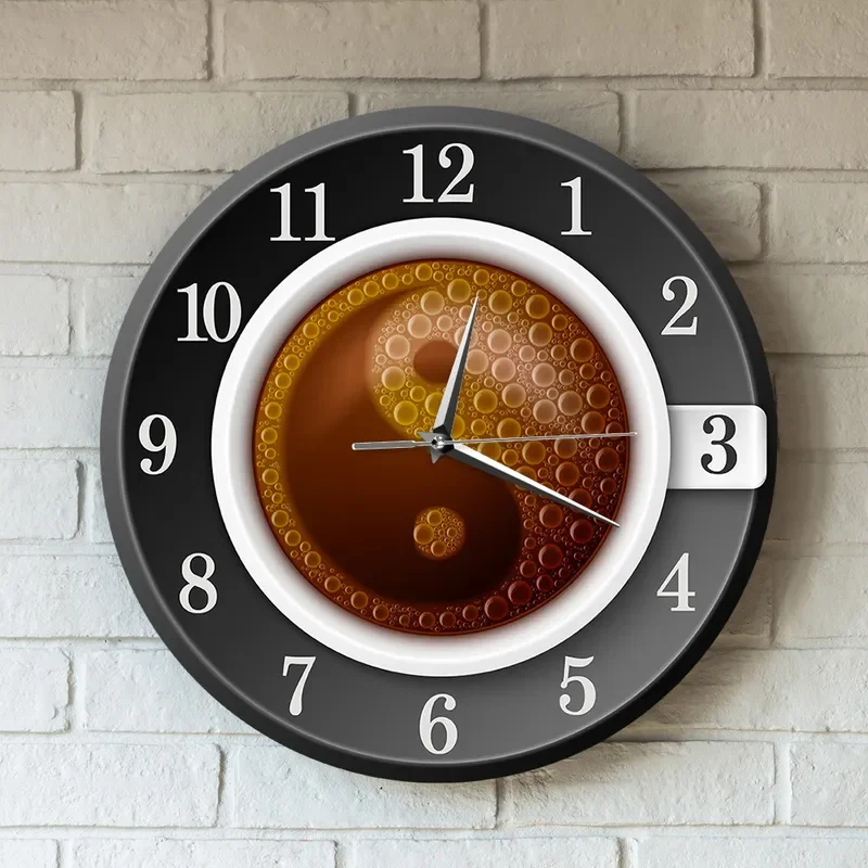 Cafe Theme Wall Clock for Coffee Cup Shape Cafe Tai Chi Clock Living Room Decorative Wall Clock Cross Border Hot Sale