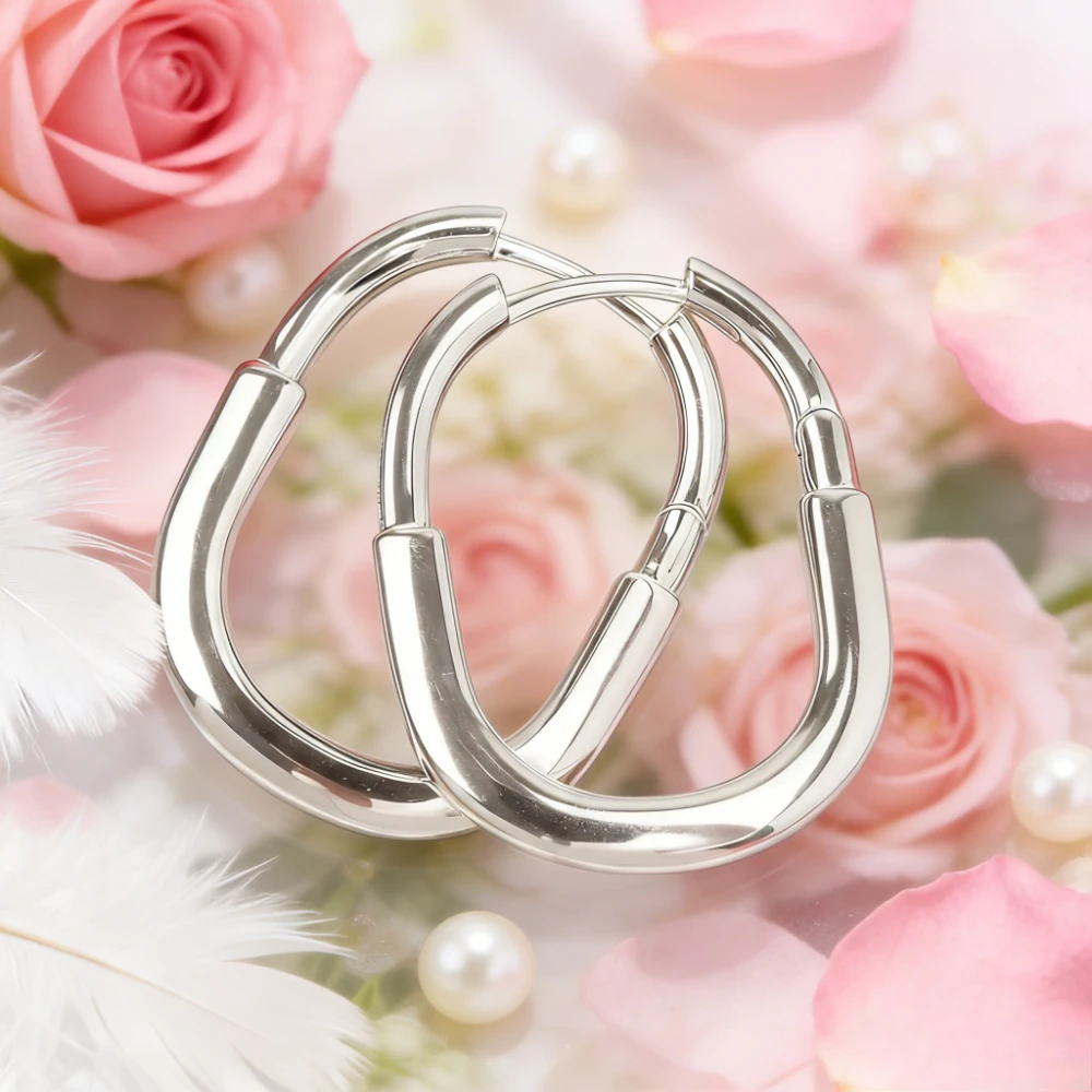 

Ювелирные изделия премиум-класса, овальные серьги-кольца из настоящего циркона - геометрические серьги-кольца для женщин, модные ювелирные изделия, легкие - роскошные аксессуары