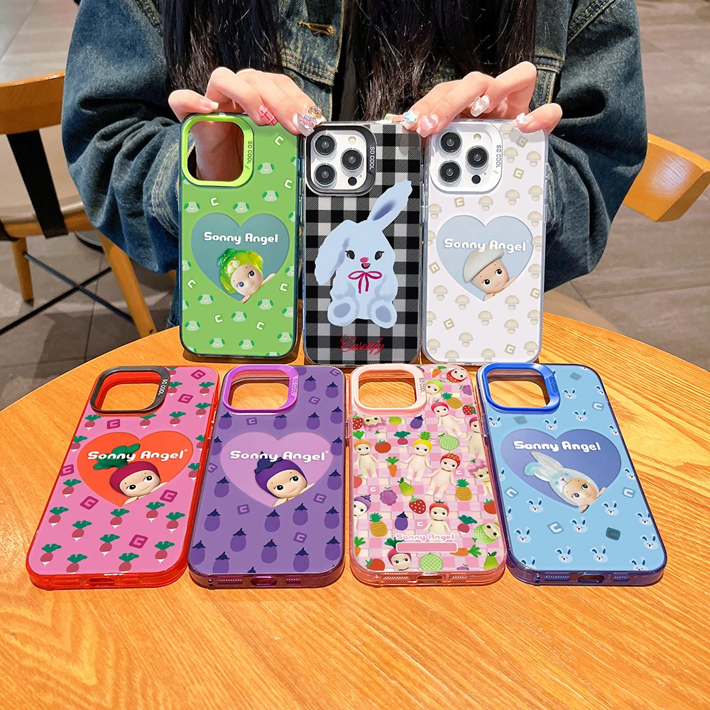 S-Sonny Angel Summer Fruits Phone Case for Samsung Galaxy S25 S24 S23 S22 S21 S20 Note20 FE Ultra Plus 4G 5G Anti Matte Back