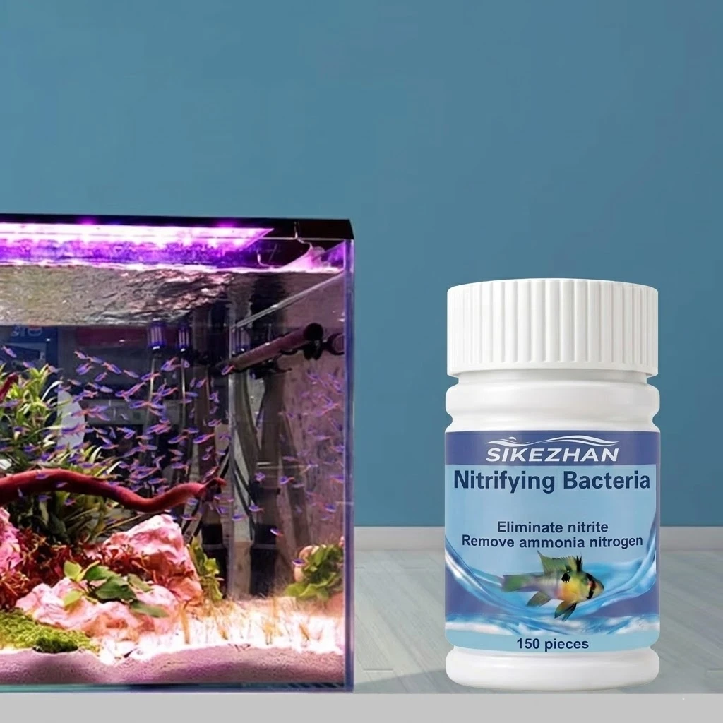 SIKEZHAN Aquarium Bio Filter Nitrifying Bacteria 150 Tablets Fast Ammonia & Nitrite Remover Water Clarifier for Fish Tank
