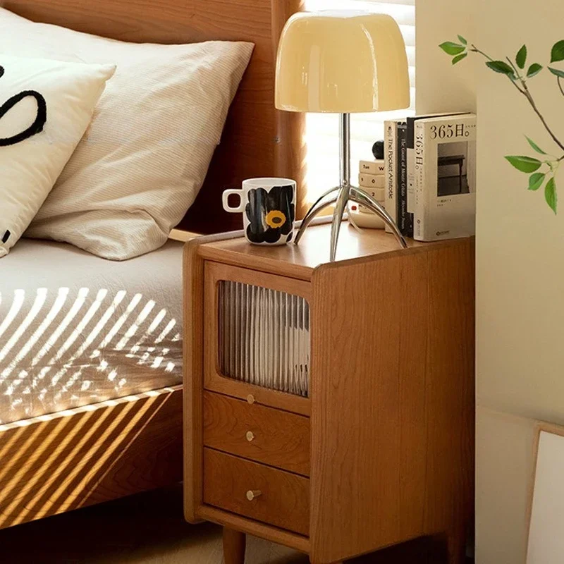 Comodino stretto MiN28-40cm Mobili in legno di ciliegio giapponese Comodino moderno e semplice in legno massello