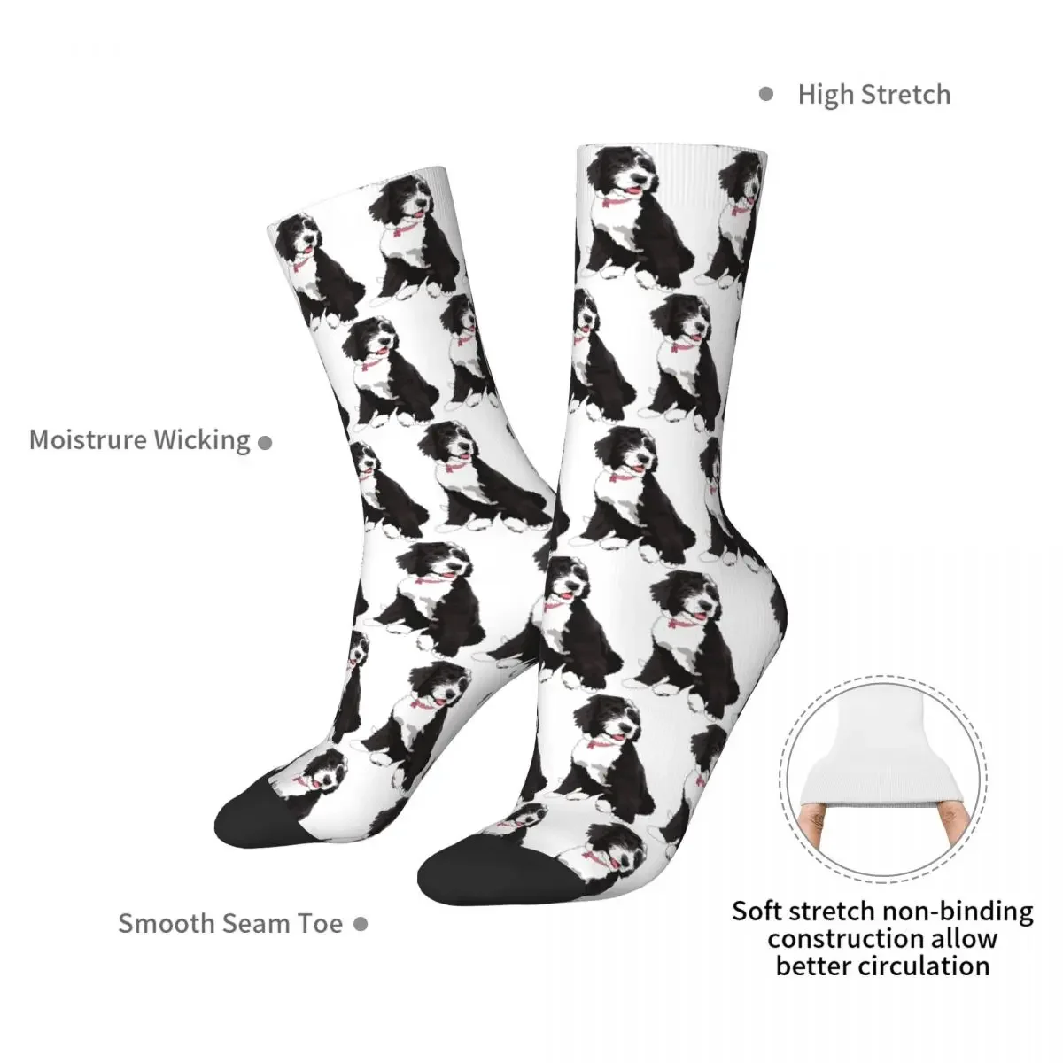 Cute Bernedoodle Socks Harajuku Super Soft Stockings All Season Long Socks Accessories for Unisex Birthday Present