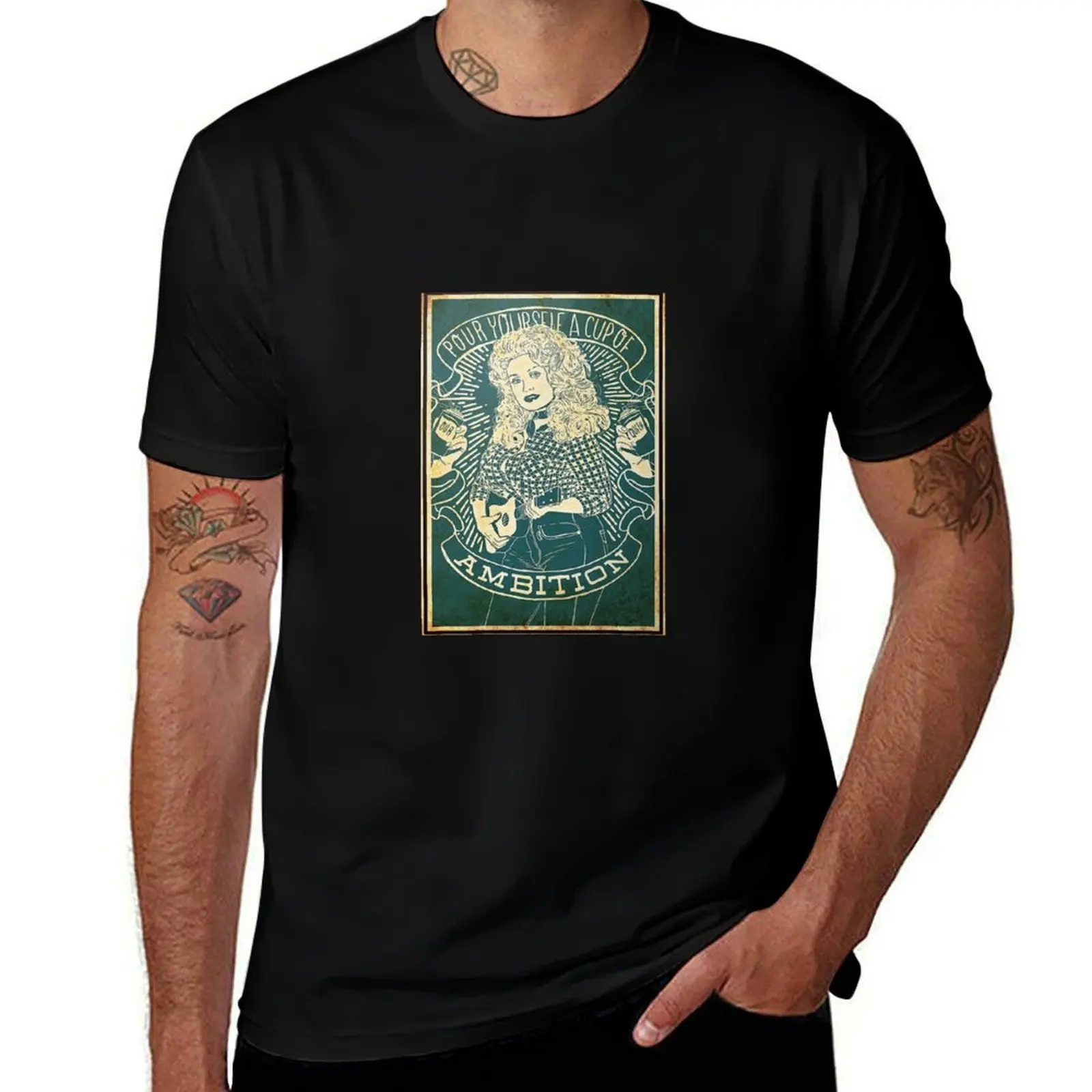 T-shirt avec impression d'art minimaliste « Pour Yourself Cup Of Ambition »