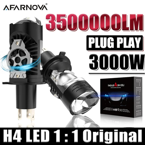 Imagen 1 del producto Bombilla de faro LED H4/9003/HB2, lente de proyector Canbus, LED superbrillante, 3000W, 3500000LM, 6000K, luz alta/baja, aplicable a coches y motocicletas