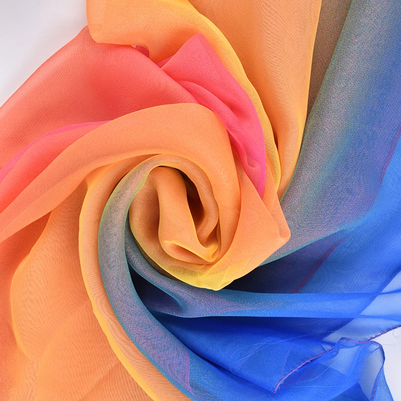 2023 Spring/Summer New Three Color Gradient Silk Scarf 75 * 180 Georgette Long Scarf