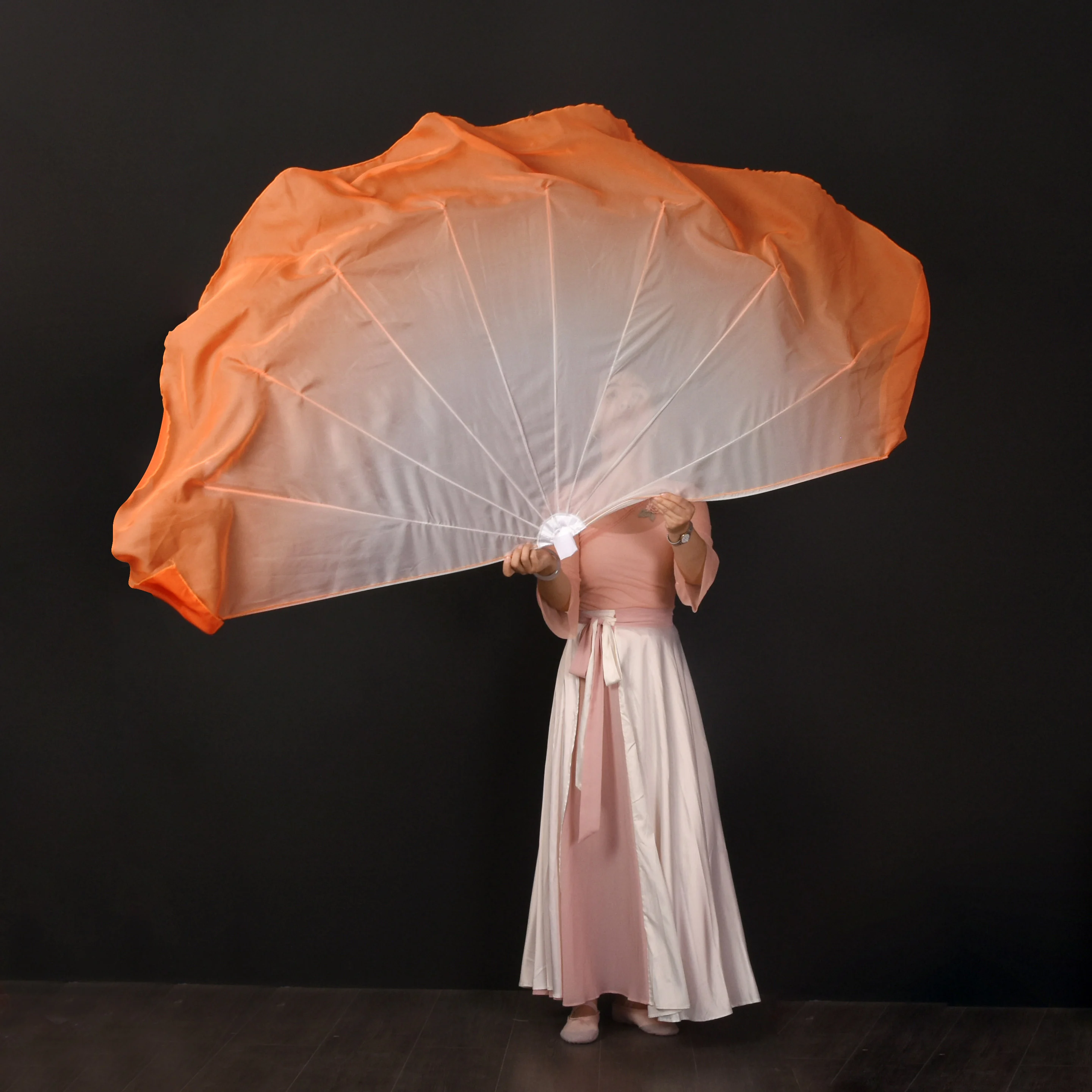 Chiffon Black Big Fan Veil Opening Dance Props Fishbone Foldable Handle Dancing Fan Chinese Folk Worship 85cm 95cm Customized