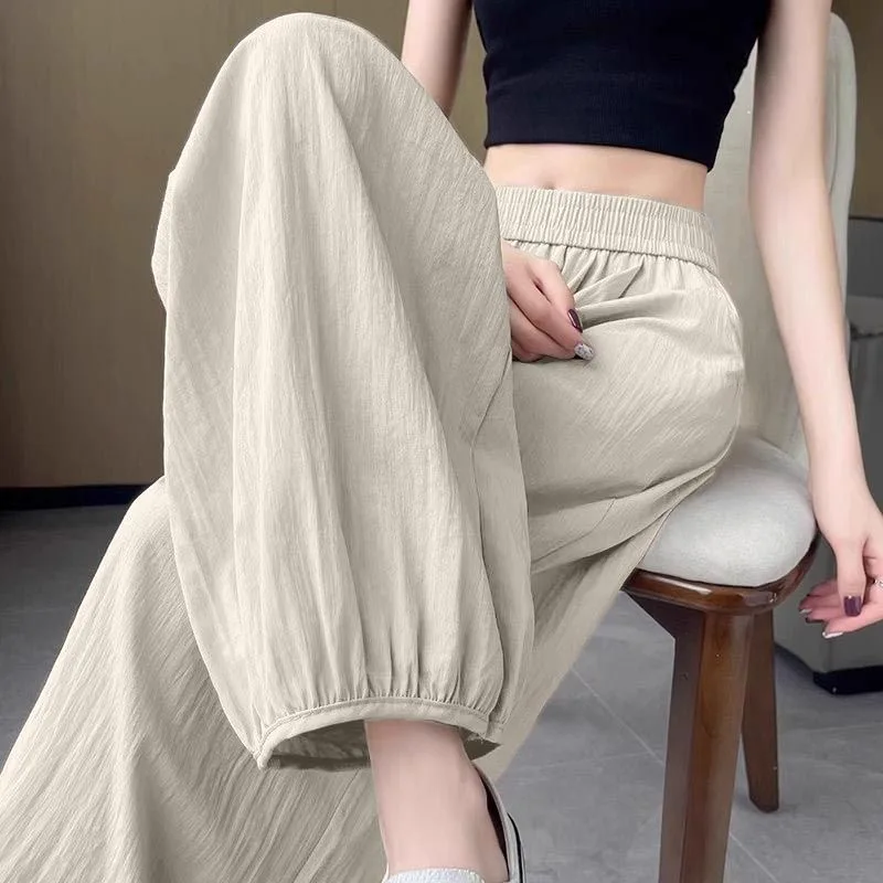 Women's Loose Fit Lantern Pants Summer Thin New Style Sports Harlan Quick Dry Big Size Cuffed Casual Trousers Sun Protection