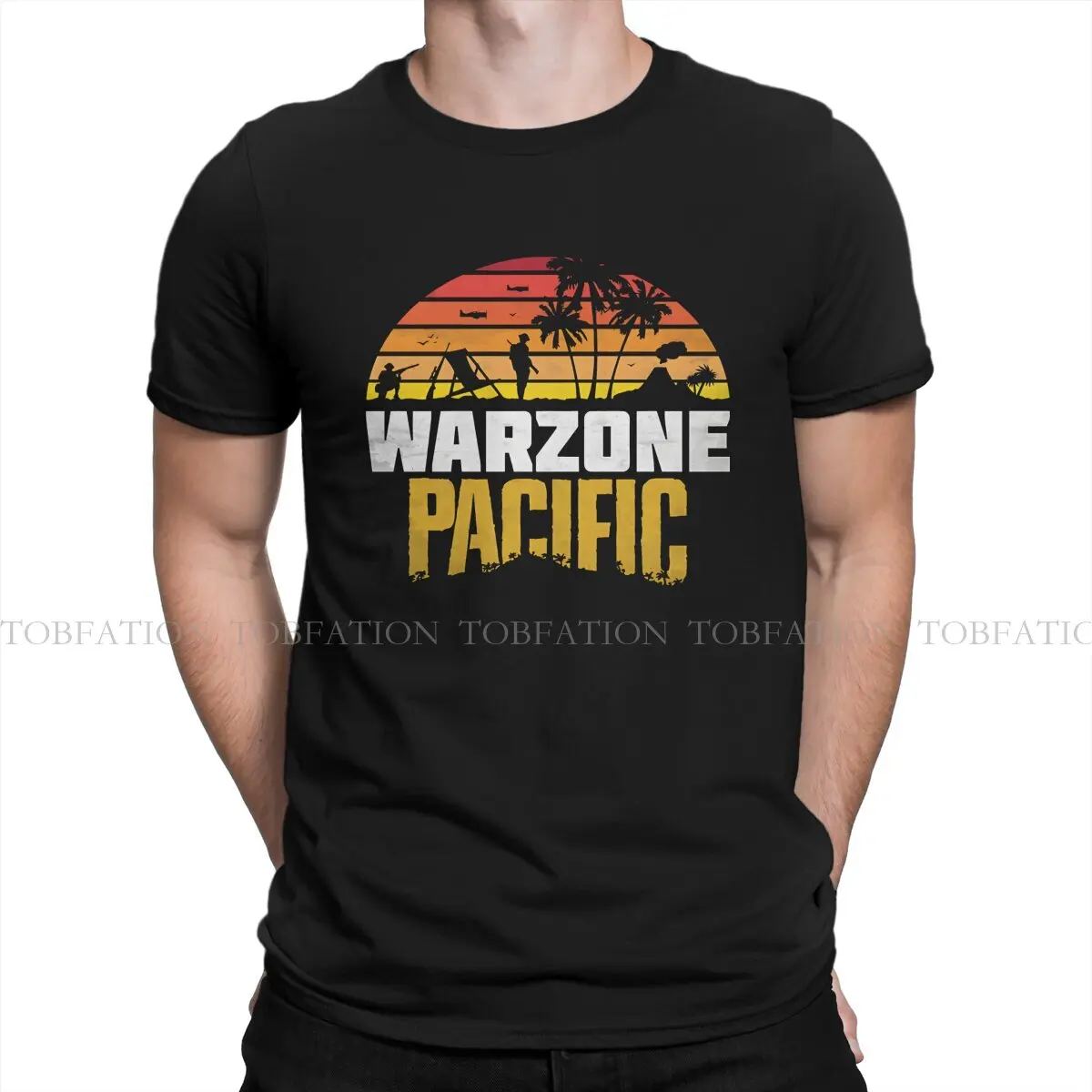 COD Game TShirt for Men Warzone Pacific Humor Summer 100% Cotton Tee T Shirt Novelty Trendy Fluffy