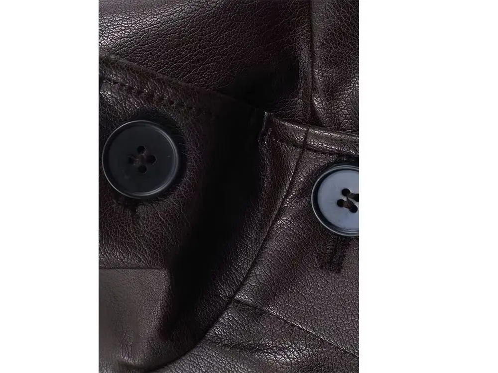 여성용 겨울 패션 다용도 인조 가죽 스탠드 칼라 포켓 코트 여성용 하이 스트리트 캐주얼 엘라스틱 헴 아우터웨어