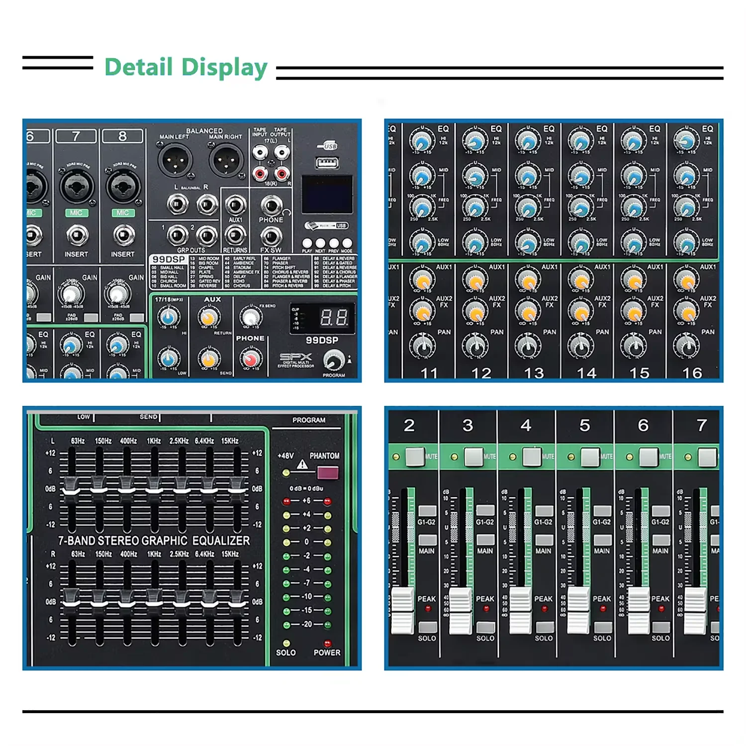 GAX-XS16 profissional 16 canais blueteeth mixer digital dj música karaokê console de mixagem de áudio estéreo usb mixer