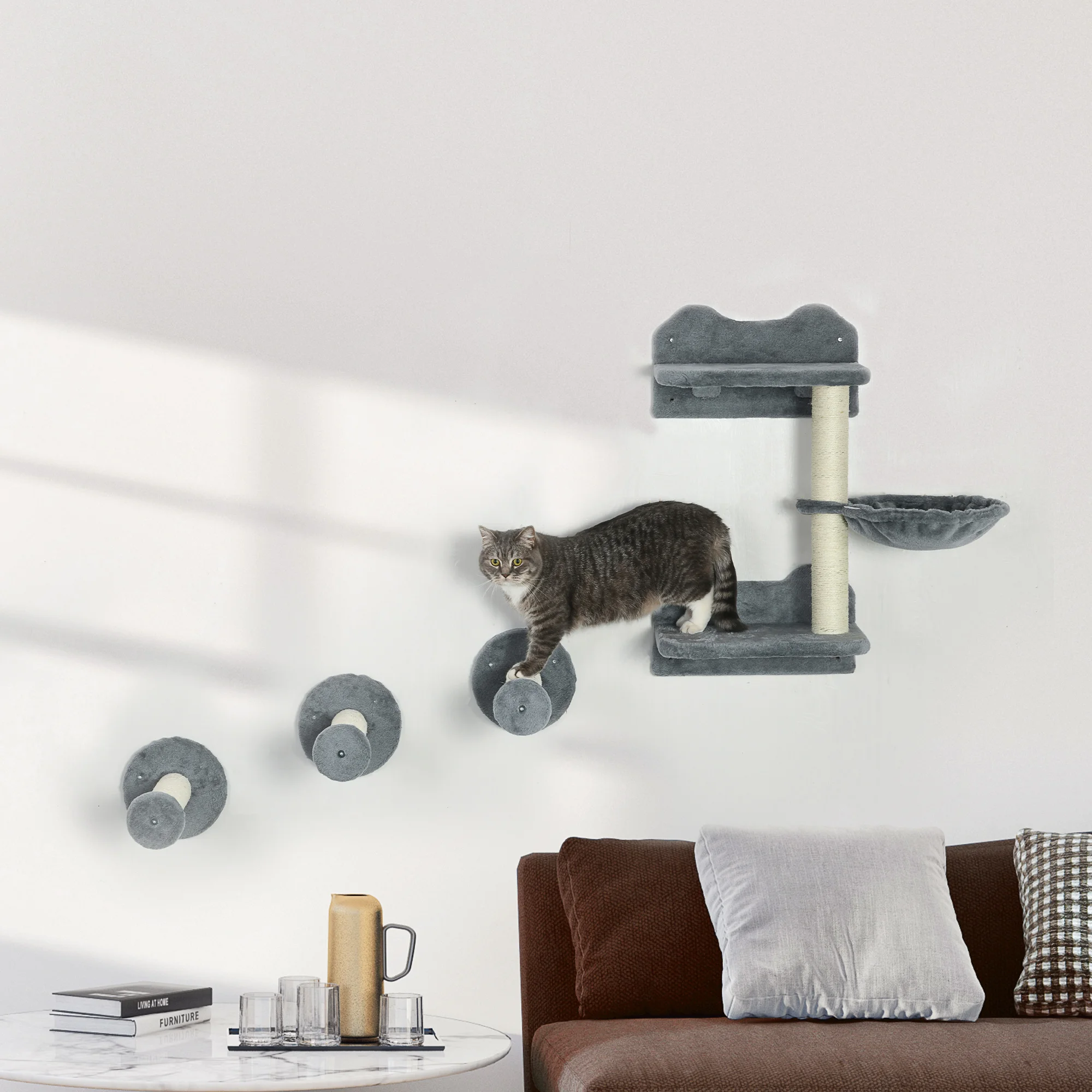 PawHut 4-piece Wall cat shelving set