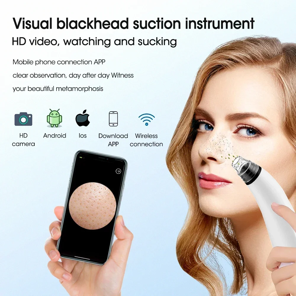 Camera Blackhead Remover Pore Vacuum Suction Pore Cleaner Deep Cleansing Blackhead Remover Pimple Remover Tool