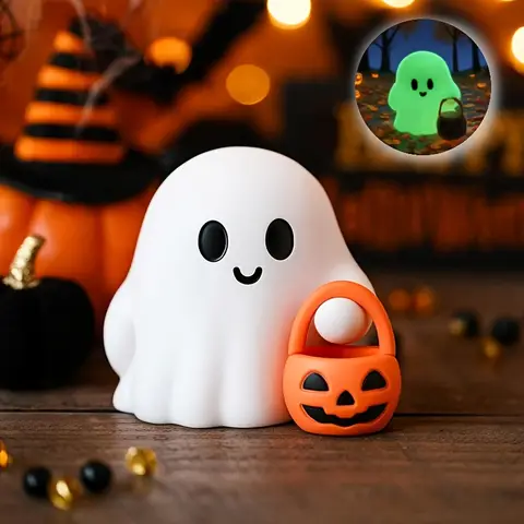 1 pièces mignon citrouille Orange transportant des fantômes Halloween résine intérieur extérieur décoration de fête effrayante avec des yeux et des paniers expressifs