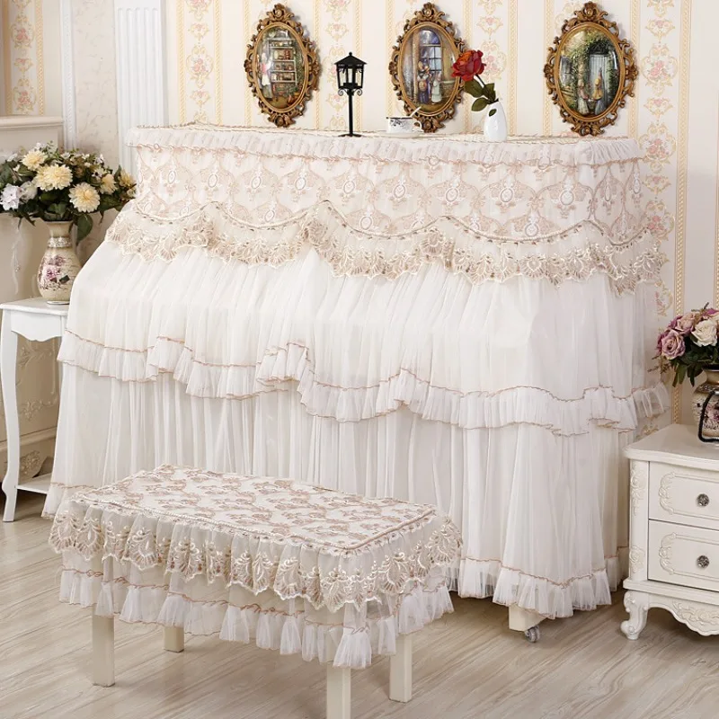 

Fashionable High-end Lace Embroidered Piano Cover Double Stool Single Stool Dustproof Piano Cover