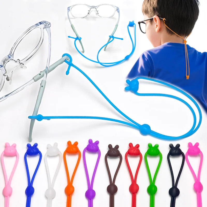 

1/3pcs Kids Cute Anti-slip Glass Cord Colorful Cartoon Rabbit Adjustable Elastic Eyeglass Holder Easy Use Glasses Ear Grip Rope
