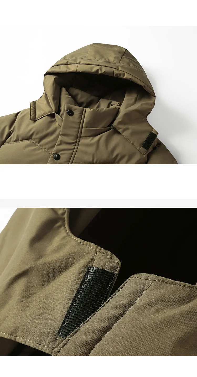 Winter 2026 New Fashion Men Solid Color Long Sleeve Zipper Casual Trendy Simple Daily Basic Hooded Parkas Male Top Clothing Coat