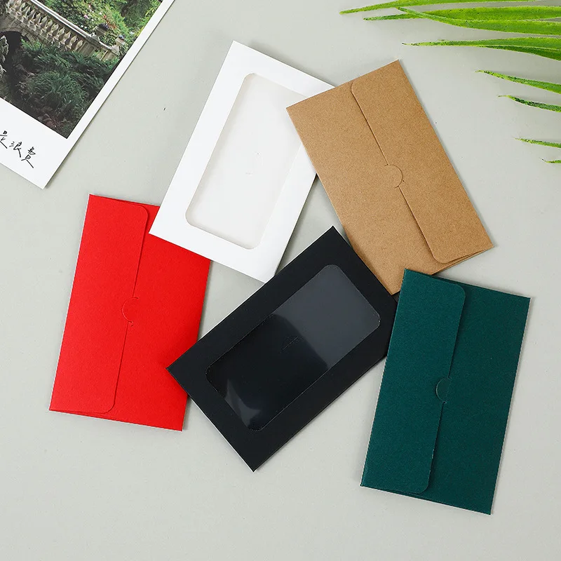 100PCS Postcard Card Storage Envelopes 10x6cm Kraft Blank Mini Paper Window Envelopes Gift Envelope