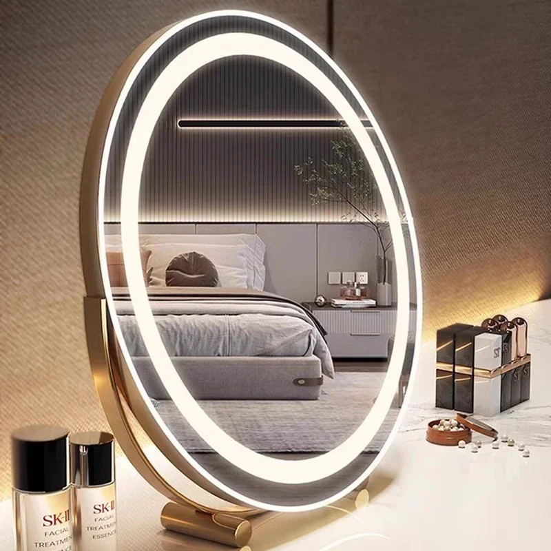 Modern Round Vanity Mirror Light Up Luxury Smart Mirror Magic Nook Bedroom Minimalist Meuble De Salon Living Room Decoration