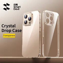 SmartDevil Plating Transparent Phone Case with Tempered Glass for iPhone 16 ProMax 16Pro Soft Case Cover for iPhone 15 Anti-drop