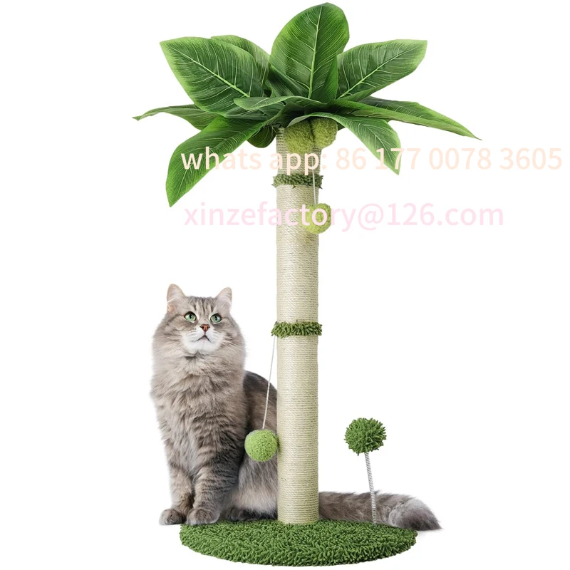 

Customizable Premium Sisal Rope Two Interactive Dangling Balls and SprinCat Scratching Pos for Cats 65cm Tall Scratch Tree with
