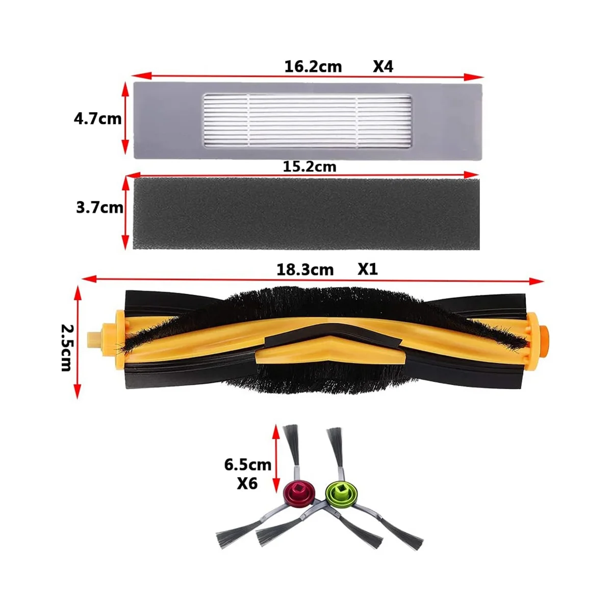 ملحقات بديلة لـ Deebot N8 و T8 1 ، فرشاة رئيسية ، 4 فلاتر ، 6 فرش جانبية ، 950 ، 920