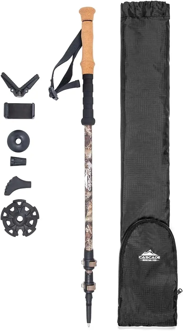 

Trekking Poles - Carbon Fiber Monopod Walking or Hiking Sticks with with Accessories Mount and Adjustable Quick Locks