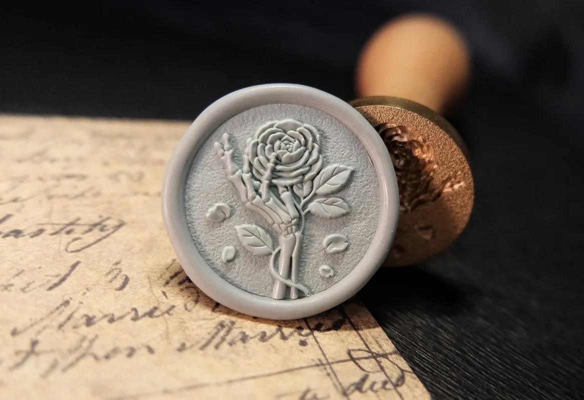 3D 해골 로즈 왁스 인감 스탬프 구리 헤드-25mm 참신 릴리프 DIY 장난감 초대장 스크랩북 봉투 장식 씰링 왁스