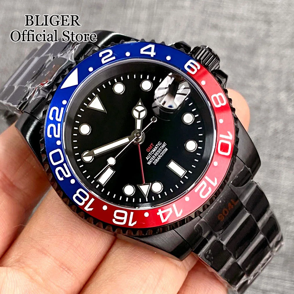 Tandorio 40mm PVD Wristwatch 20ATM Waterproof NH34 GMT Automatic Movement Dive Men Watch Date Function Sapphire Glass Slide Lock