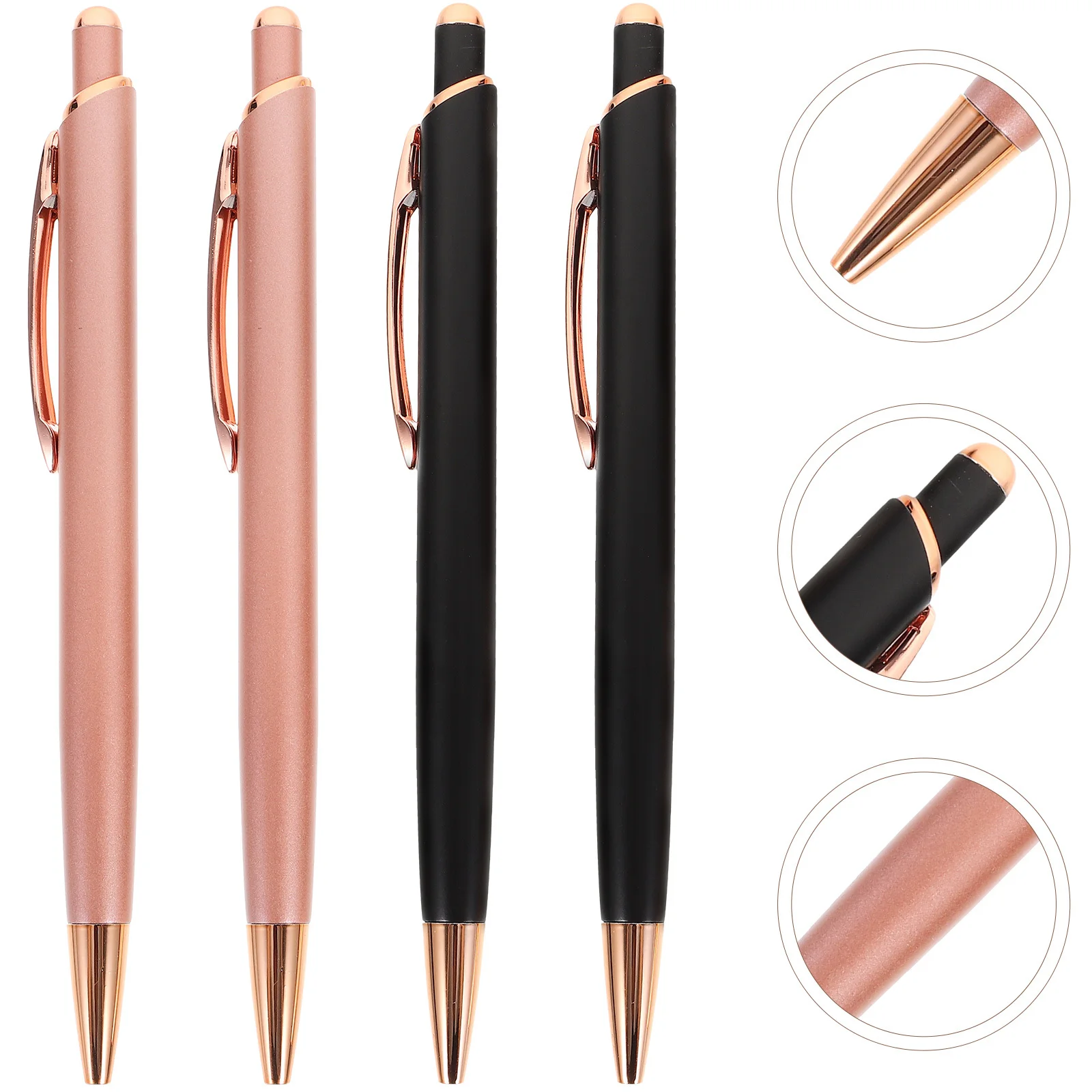 

4pcs Press Ballpoint Pens Fine Ink Smooth Writing Ergonomic Design Metal Body Graduation Gift Stationery Supply For