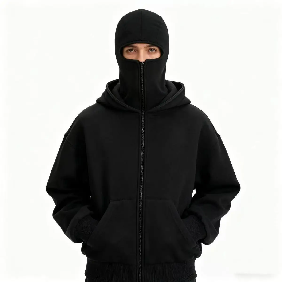 الخريف الرجال بالاكلافا Y2K القوطية Harajuku الشتاء العنصر الجديد مزدوجة مقنعين البلوز الرجال مقنعين قناع سستة ملابس رياضية النساء #1