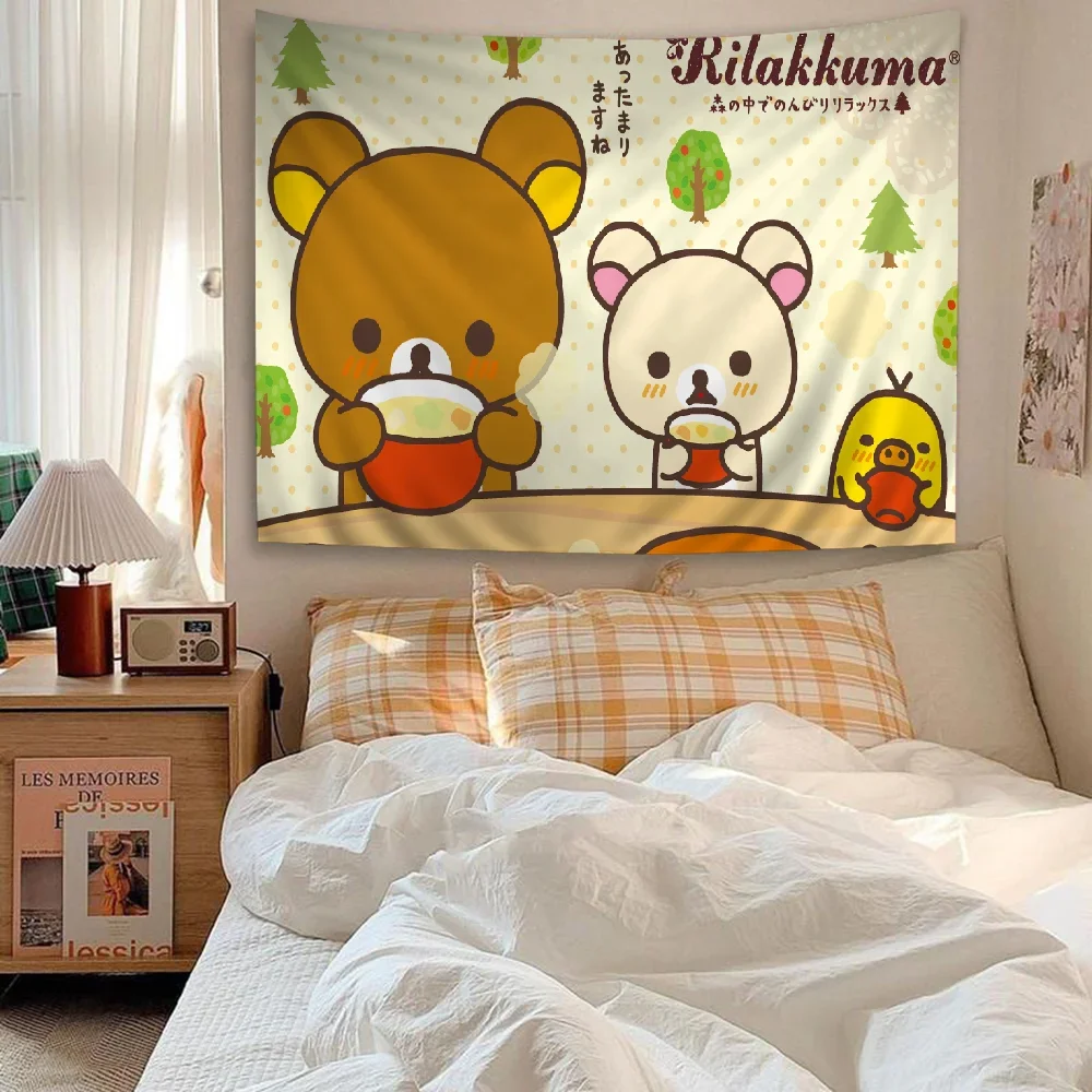 Rilakkuma Printed Large Wall Tapestry Hanging Tarot Hippie Wall Rugs Dorm Cheap Hippie Wall Hanging