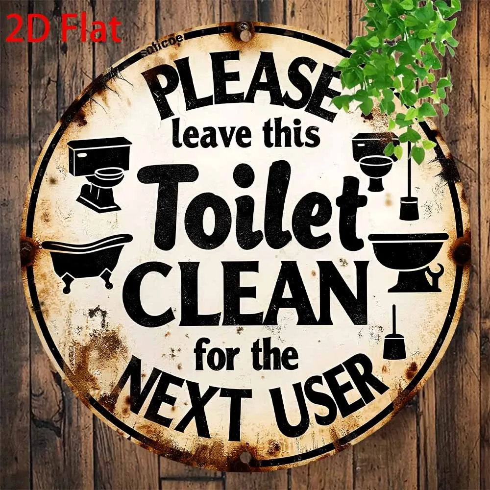 2D Flat Wooden Platter Retro Restroom Comedy Keep Loo Tidy Wall Art Bistro Workshop Patio Funny Present Cozy Space Rustic Decor