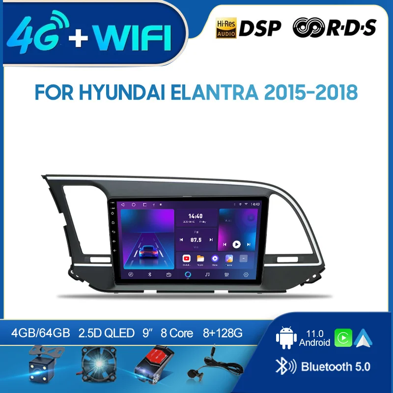 

QSZN For Hyundai Elantra 2015-2018 LHD 2 din Android 12.0 Car Radio Multimedia Video Player GPS Navigation 4G Carplay head unit