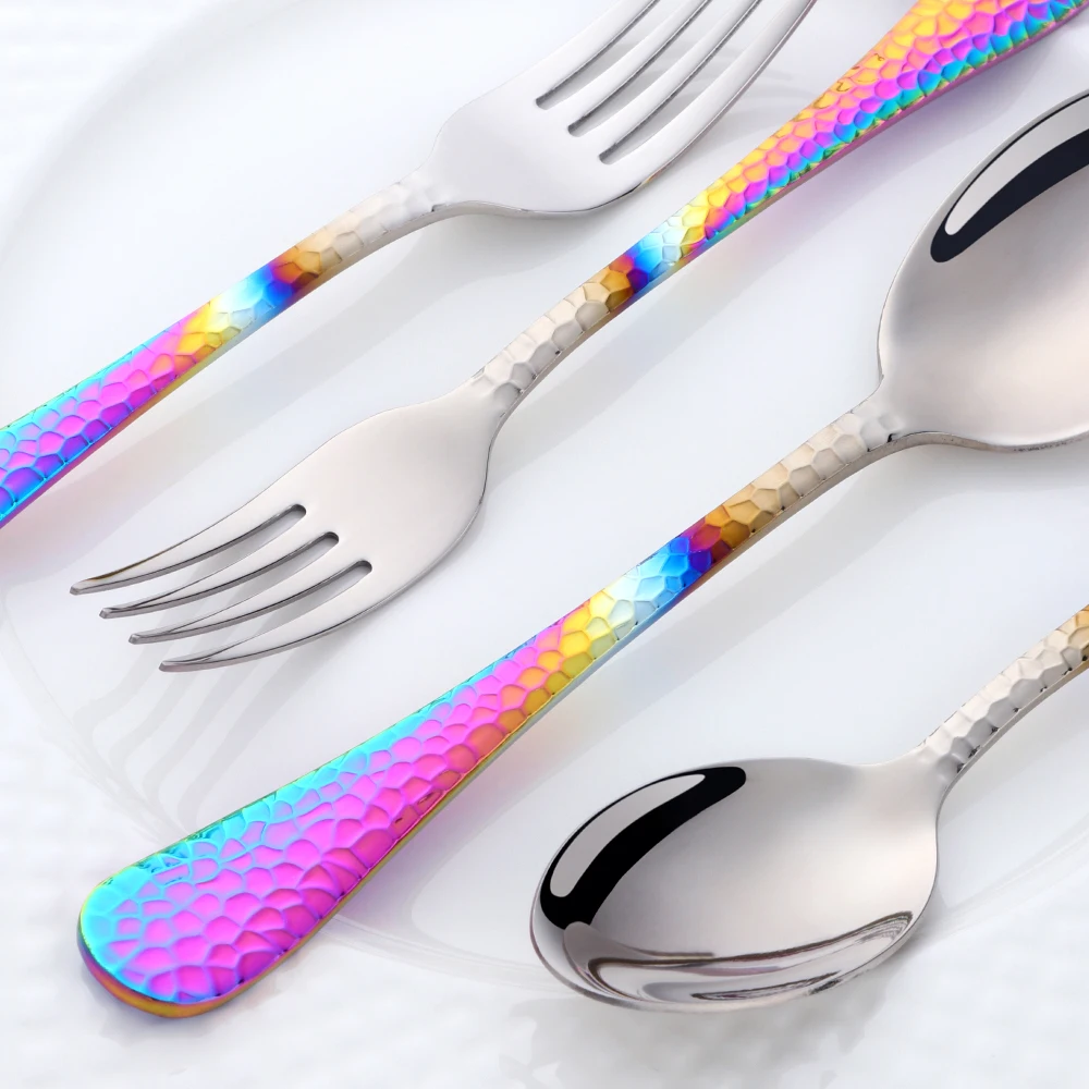 5Pcs Stainless Steel Dinnerware Set Western Flatware Dinner Knife Fork Spoon Cutlery Set Steak Tableware Restaurant Food Server view 3