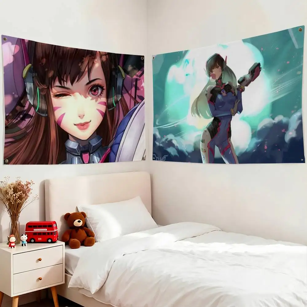 Pop Game Overwatch Fan D.Va Flag Suitable For Party Club Outdoor Interior Wall Decoration Banner Fans Gift
