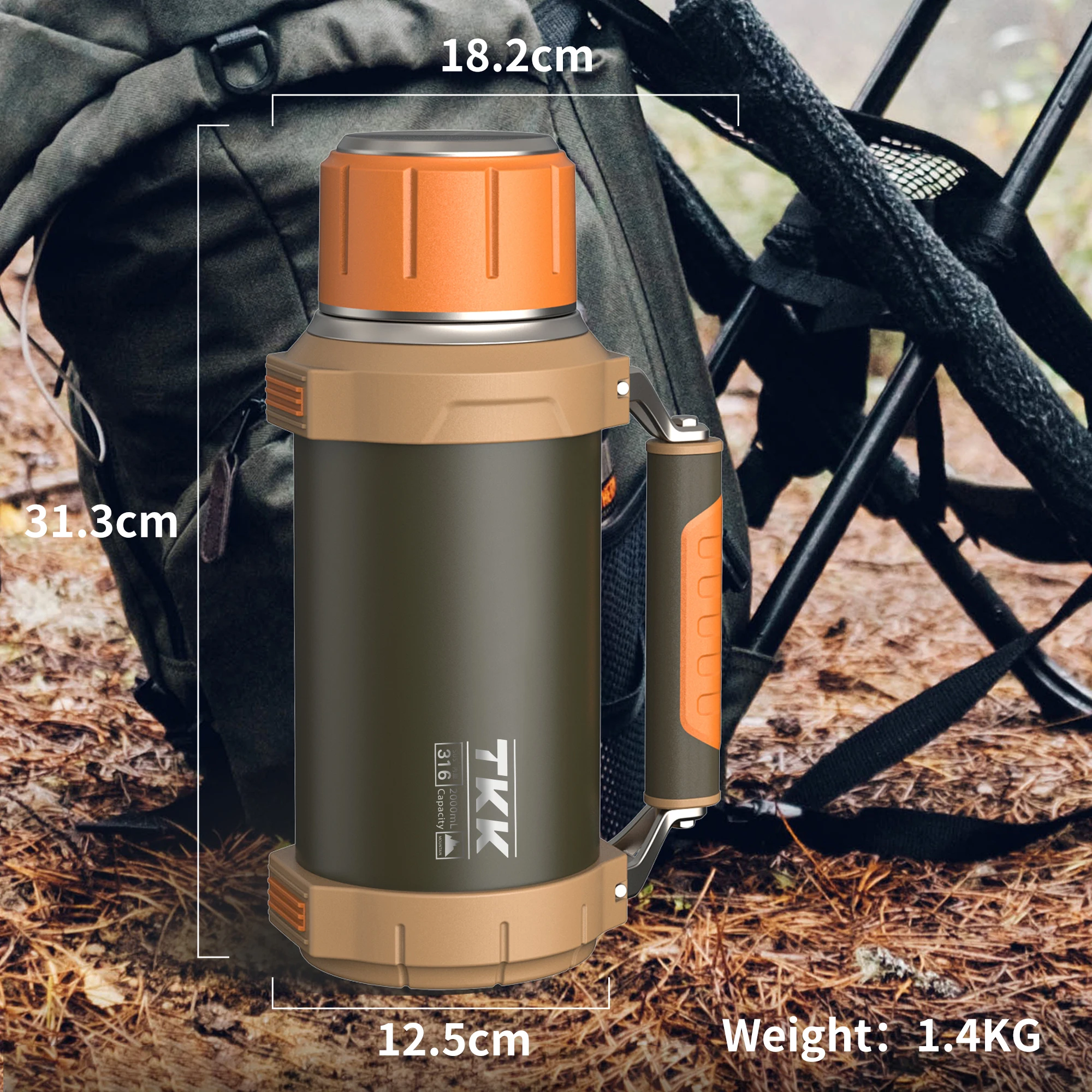Classic Insulated Stainless Steel Double Walled Vacuum Thermos Flask 2L 64 OZ Eco-Friendly 24 Hours Thermal Insulation Camping