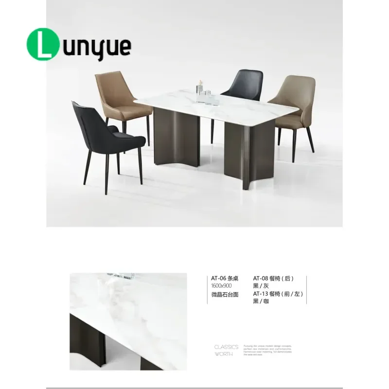Modern Medieval Style Microcrystalline Stone Dining Table and 4 Chairs Set Eco Friendly Comfortable for Restaurant Hotel