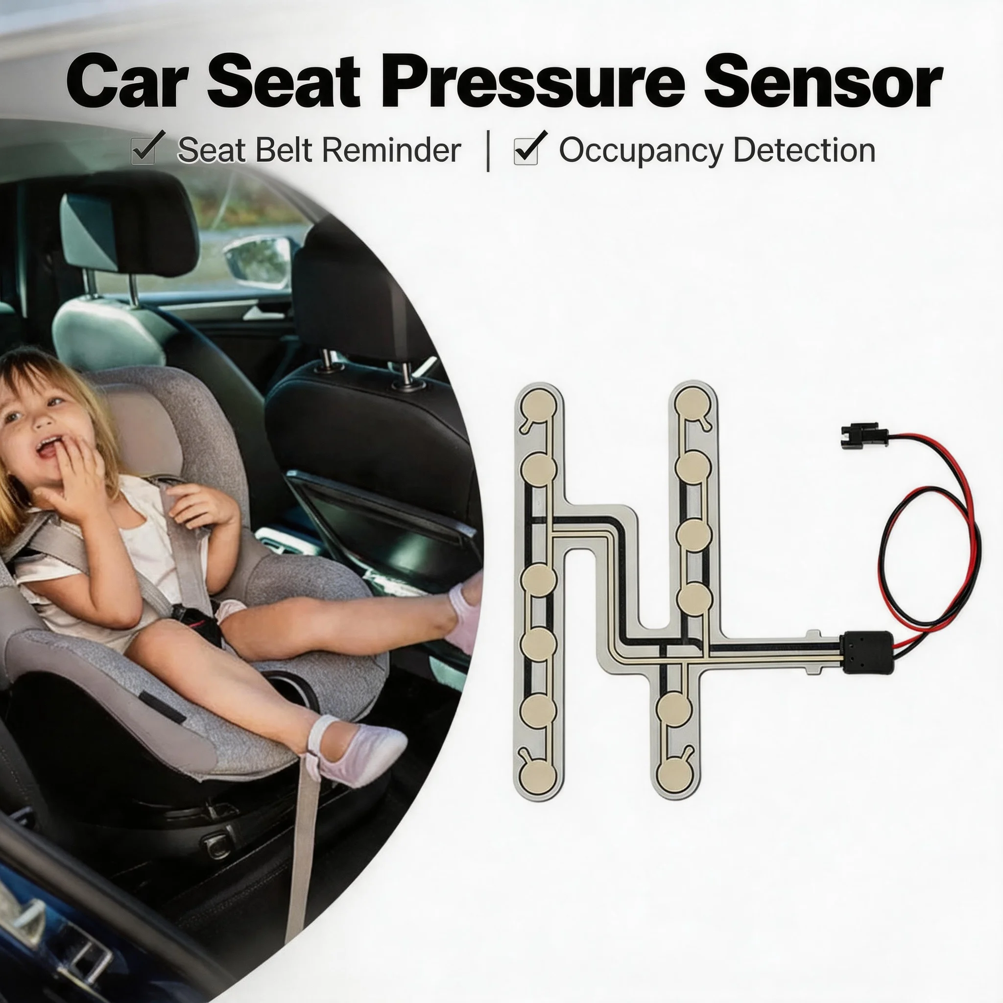 Universal Car Seat Pressure Sensor Safety Belt Warning Reminder Pad Seat Alarm for Sedan SUV Truck Auto Interior Accessories