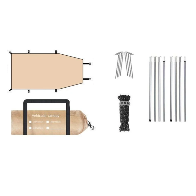 مأوى شمسي صغير قابل للطي للسيارة مع إطار من الألومنيوم للدفاع أثناء السفر