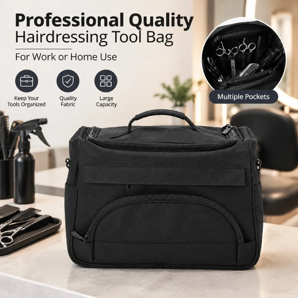 Large Capacity Makeup Artist Bag Shoulder Strap Portable Cosmetic Storage Case Black Oxford Cloth Tattoo Tool Organizer