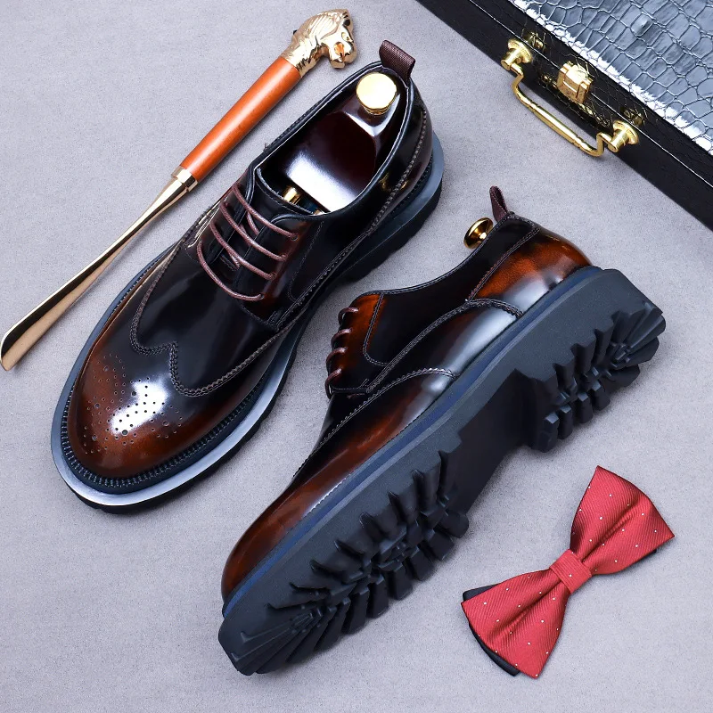 Handmade Mens Dress Shoes Luxury Genuine Leather 2024 Fashion New Style British Trend Brogues Wedding Business Shoes for Male