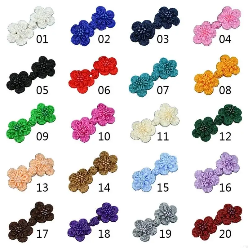 H37d 10 pares Flower chino Botones Cheongsam hechos a mano Coser nudo sujetador DIY DRABLE ACCESORIOS NACIONALES CENTRA