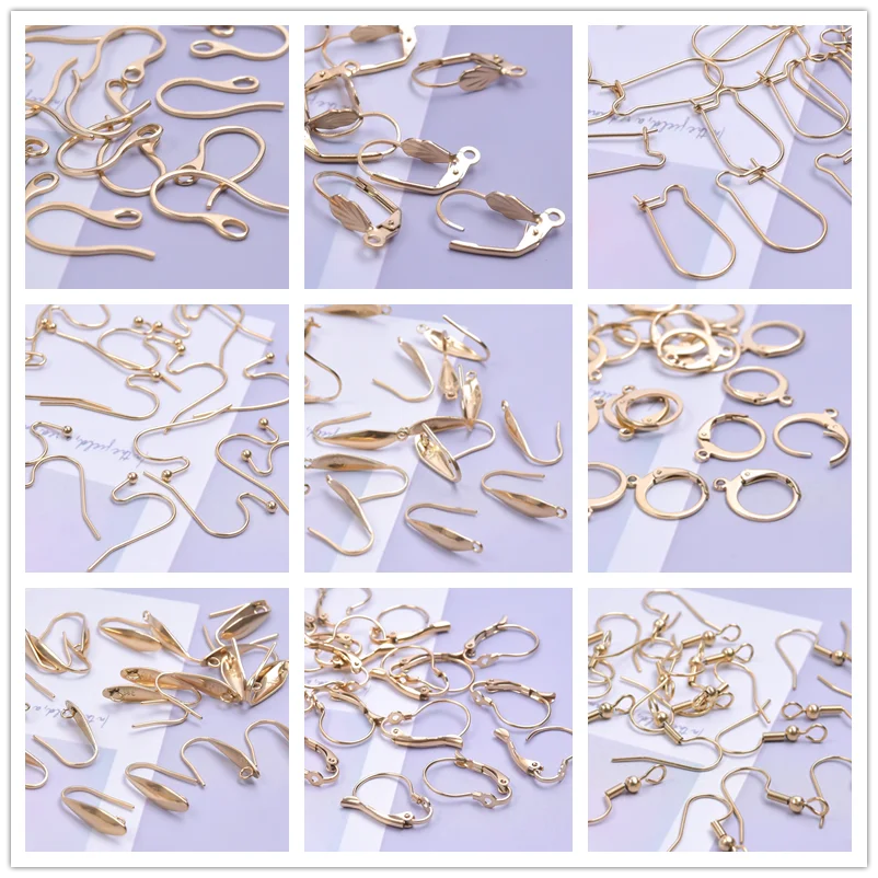 

Wholesale 30pcs Ear Hooks For Jewelry Making Earrings Stainless Steel Accessories Gold Color Jewellry Findings Handmade Supplies