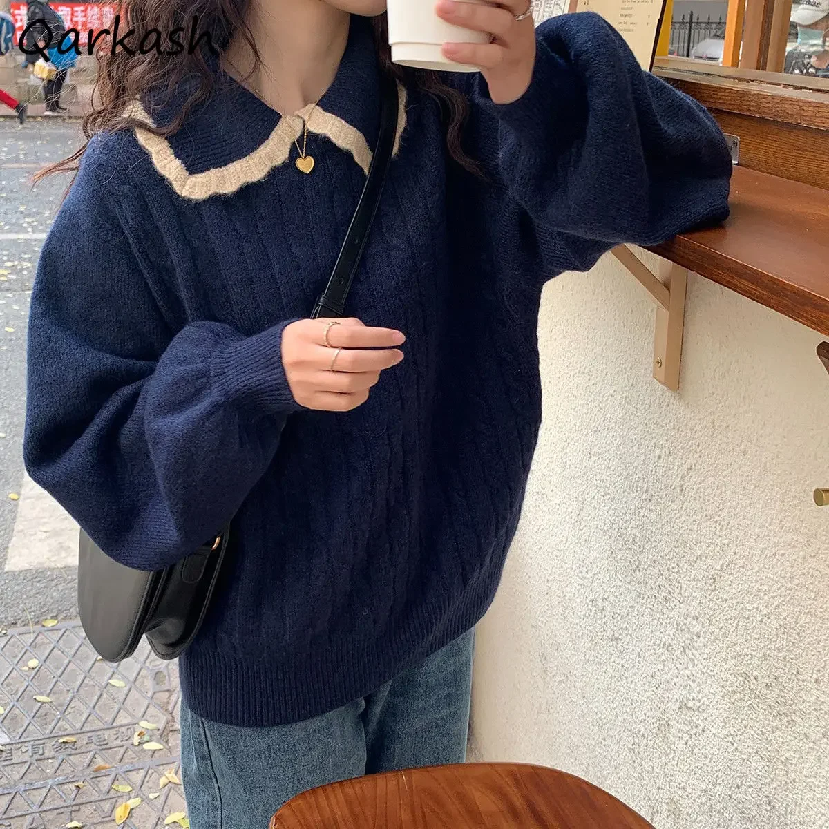 

Pullovers Women Simple Lovely Korean Style Autumn College Leisure All-match Knitwear Girls Fashion Comfortable Ins Sweaters New