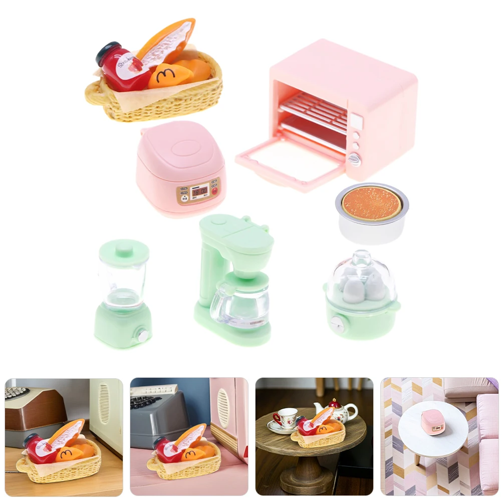 

7 Pcs Simulation Kitchen Toy Dollhouse Cooking Rice Cooker Utensils Layout Tools Plastic Decor