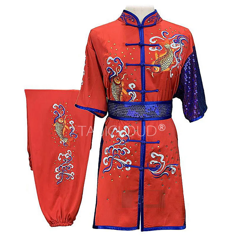 Customized Embroidered Fish-themed Costumes, Colorful, Long Fist, Martial Arts Competition and Performance