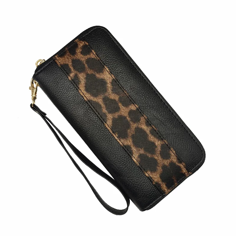 Portafoglio lungo da donna nuovo personalità della moda leopardato con cerniera borsa multi-card frizione polsino portafoglio borsa pratica